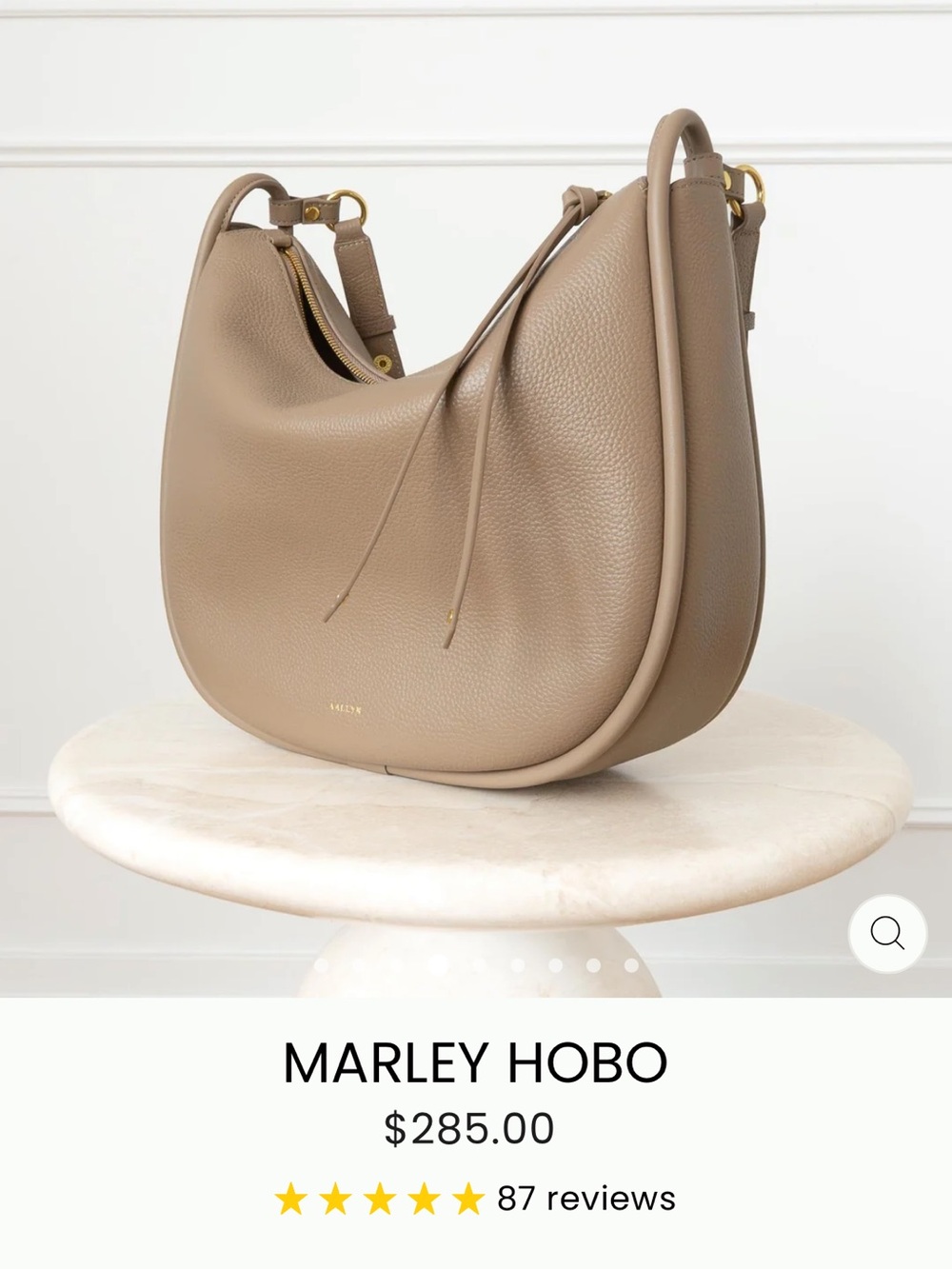 Marley Hobo Leather Shoulder Bag - New Biscotti Color